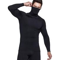 Gym Sport Turtleneck Long Sleeve Compression Shirt Man Quick Dry Sun Protection Face Covering Tights Fitness Tops S juoda