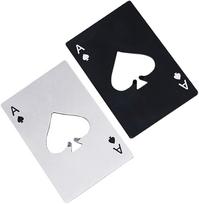 Ace Of Spades butelių atidarytuvas, kreditinės kortelės dydžio dangtelio atidarytuvas, nešiojamas nerūdijančio plieno skardinių atidarytuvas (2 pak. juodos ir sidabrinės spalvos) 2 Pieces white