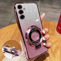 Glitter Plating Magnetic Holder Phone Case For Tecno Spark 20C 10C 10 20 Pro Camon 18 19 Neo Pova 2 Pop 5 LTE Bracket Soft Cover Spark 10 Pro white