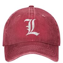 Old English Initial White Letter L Death-Notes Baseball Cap Unisex Teens Sunscreen Trucker Hat Summer Sport Baseball Caps One size