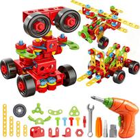 Blocks and Tool 288 Educational Toy with Screws and Electric DIY Pretend 3D Popular for Christmas Gift Play Carpenter's Set, Pieces, Drill, Play, Car,