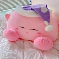 Anime pliušinis žaislas Miegantis Kirby pliušiniai žaislai Įdaryta Kirby lėlė su naktiniu kepuraitė Japoniško stiliaus pagalvė Minkšta dovana mergaitei Rožinė 50x32cm pink