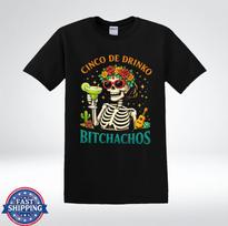 Cinco De Drinko Shirt Funny Skeleton Margarita Party Graphic T-Shirt S įvairiaspalvis