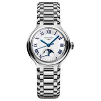 LONGINES Heart Moon Series Automatic Mechanical Movement 30 Meters Waterproof Watch Swiss Watch 34mm White Dial Stainless Steel Case L8.126.4.71.6 balta
