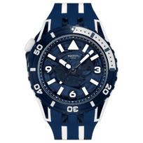 SWATCH SCUBAQUA serijos kvarcinis mechanizmas 100 metrų atsparumas vandeniui vyriškas laikrodis Šveicariškas laikrodis 44 mm mėlynas ciferblatas biosource medžiagos korpusas silikoninis dirželis SSCU09N100 jūros banga