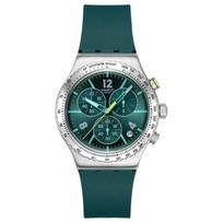 SWATCH Kalėdinė kolekcija Kvarcinis mechanizmas Atsparus vandeniui iki 30 metrų Unisex Šveicariškas laikrodis 43mm Žalias ciferblatas Nerūdijančio plieno korpusas Guminė apyrankė YVS535 žalia