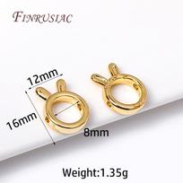 Brass Metal Through Hole Bead Frame Circle 18K Gold Plated Cat/Rabbit Shape Frame For Beads Spacer Connectors DIY Jewelry Making 10 Pieces