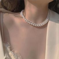 Vintage Classic Double Layer Pearl Chokers Necklace for Women Charm Wedding Collarbone Chain Jewelry Party Accessories Girl Gift perlas