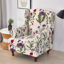 Stretch Print Wing kėdės užvalkalas Spandex elastiniai fotelio užvalkalai Europe Wingback Relax sofos užvalkalai su sėdynės pagalvėlės užvalkalu gray