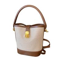 Women Messenger Bag Faux Leather Shoulder Bag with Top Handle Adjustable Strap Splicing Bucket Bag Crossbody Handbag for Daily Use Party Date ruda