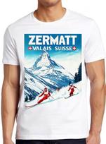 Swiss Alps Ski Zermatt Valais Switzerland Poster Cool Tee 3006 S