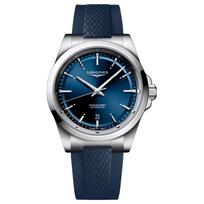 LONGINES Concas Yuedong series automatic mechanical movement waterproof 100 meters 41mm blue dial stainless steel case rubber strap L3.830.4.92.9 mėlyna