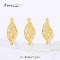 18K Gold Plated Filigree Hollow Leaf 2 Holes Connector,DIY Jewelry Findings, Earring Necklace Bracelet Craft Making Accessories 5 pieces