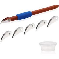 M-Modern-Craft Modeling Tool Set For Clay- Pottery Carving Tools 5 Stainless Steel Blades& Pear Wood Handles, Sculpture Scraper