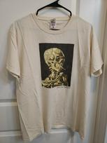 Vintage Vincent Van Gogh Skull with Burning Cigarette Shirt Size Large S įvairiaspalvis