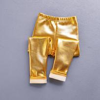 Mergaičių antblauzdžiai rudens žiema Baby Girl Shiny Plus Velvet antblauzdžiai Madingi plonos vaikiškos kelnės 110 auksas