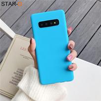 Silicone Case For Samsung Galaxy S8 S9 S10 Plus S20 S21 S20FE S21FE S20Ultra Candy Color Case for Samsung Note8 Note9 Phone Cover Case Samsung S8 dangaus mėlyna spalva