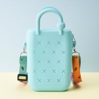 Hollow Hole Silicone Bag with Zipper Summer Beach Tote Colorful DIY Jelly Handbag 1bag+5 Badges