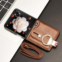 For Honor Magic V Flip Wrist Strap Ring Bracket Phone Holder Case For Honor Magic V Flip Leather style Case Drop-Resistant Cover For magic V Flip ruda