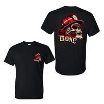 Badass Fireman Red Helmet Graphic Tee Bad To The Bone Firefighter Skull T-Shirt S įvairiaspalvis