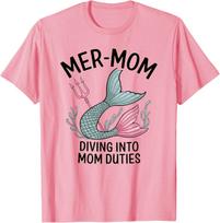 Cute MER-MOM Mermaid Mama Diving Into Mom Duties Beach Vacay T-Shirt S įvairiaspalvis