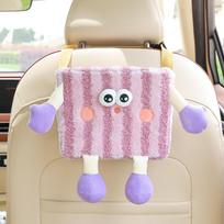 Cartoon Auto Seat Back Storage Bag Plush Car Umbrella Storage Case Vehicle Trash Bin  Car Supplies violetinė