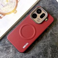 For OPPO Find X9 Pro Case Fashion Hard PU Plaid Magnetic MagSafe Protective Back Cover Case For OPPO Find X9 X9Pro Phone Shell OPPO Find X9 raudona