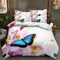 3D Butterfly Bedding Set King Queen Bed Cover Pillowcase 2/3pcs Women and Girls Cover Gift AU/DE/EU All Size Beds Baby 100x135cm white
