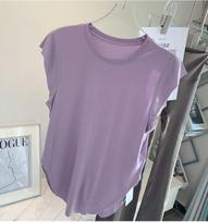 Women's Summer Nude Yoga Short Sleeve Top - Lightweight & Professional Fitness T-shirt for Pilates, Running & Sports Extra Large violetinė
