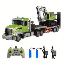 RC Semi Truck And Excavator Set 1:12 RC Transportation Truck RC Toy Car Dual Remote Control Format With Lights And Music Gift For Boys And Girls 1SET