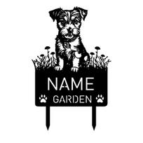 Parson Russell Terrier Personalized Metal Garden Stake Pet Grave Marker Memorial Name Sign juoda