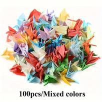 100 vnt. „Pasidaryk pats“ rankų darbo spalvingi origami gandrai, gryni rankų darbo origami gandrai, kūrybiškos vientisos spalvos „Pasidaryk pats“ laimės žvaigždės, gimtadienio dovana