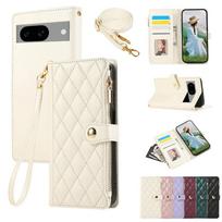 Wallet with Card Holder Wrist Strap Crossbody Phone Case for Google Pixel 7 8 9 10 Pro XL 7A 8A 9A Leather Protective Cover Google Pixel 7 balta