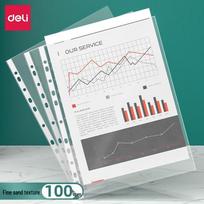 Deli A4 11-Hole Clear Document Sleeves