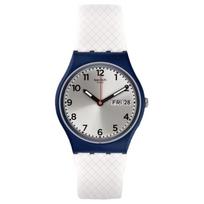 SWATCH White Delight serijos Kvarcinis mechanizmas Atsparus vandeniui iki 30 metrų Unisex Šveicariškas laikrodis 34mm Pilkas ciferblatas Plastikinis korpusas Silikoninis dirželis GN720 pilka spalva