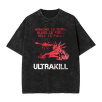 2026 Hot Sale Awesome Ultrakill Shooting Game T-Shirts Men Women Clothing Cotton Washed T Shirt Oversized Summer Short Sleeve Casual Tees Loose Tops L