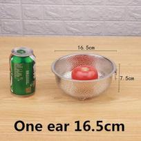 stainless steel round hole basket fruit drain rice Mesh Sifter Colander Strainer Sieve Rice Food Basket Cleaning Kitchen Clips