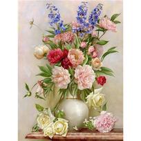5D deimantų tapyba gėlių vaza Bijūnų paveikslėlis Kalnų krištolas DIY Siuvinėjimas kryželiu 20X30CM
