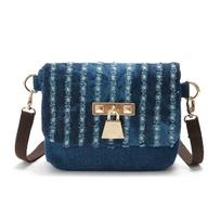 2024 Summer Sweet Girls Street Casual Denim Hole Shoulder Bags Handbags Women Casual Flap Messenger Bag About 18cm 6cm 15cm