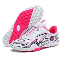 Football Shoes Football Boots Youth Children's Rotating Deduction Disposal Black Nail Football Sneakers 28 rožinė
