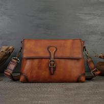 Natūralios odos rankinės per petį vyrams moterims, krepšys per petį, vintažinio dizaino portfelis 32cm*22cm*7cm ruda