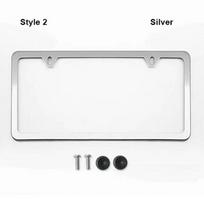Stainless Steel Protecting License Plates 2 Hole License Plate Cover License Plate Frame Style 2 Silver