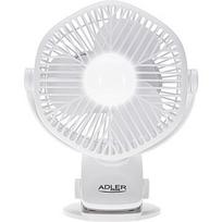 Adler Rechargeable fan with clip | AD 7335 | Table Fan | 6 W | Diameter 12.7 cm | Number of speeds 3 | Oscillation | White AD 7335