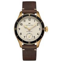 HAMILTON Khaki Aviation Series Mechanical Movement 100 Meters Waterproof Men's Watch 43mm Beige Dial Titanium Bronze Case Cowhide Strap H76709510 smėlis