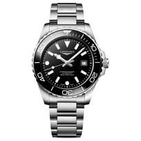 LONGINES Concas nardymo serijos automatinis mechaninis laikrodis 300 metrų atsparumas vandeniui 42 mm juodas ciferblatas nerūdijančio plieno ir keramikos korpusas L3.788.4.56.6 juoda