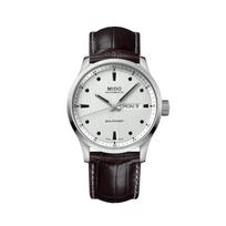 MIDO Helmsman serijos Millennium laikrodis Automatinis mechaninis judėjimas 100 metrų Šveicariškas laikrodis 42 mm Sidabrinis ciferblatas Karvės odos dirželis M038.430.16.031.00 sidabras