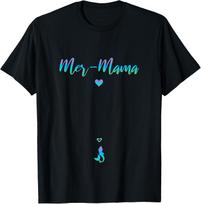 Pregnant Mermaid Mom Mer-Mama Pregnancy Reveal T-Shirt S įvairiaspalvis