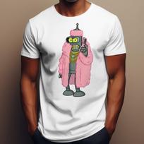 BENDER PIMP T-Shirt | Futurama Cartoon TV Show Tee | Funny Robot Fry Leela Top 5XL įvairiaspalvis