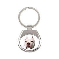 Amerykański Pitbulterier, Pit Bull, American Pit Bull Terrier, Pitbul, Apbt -Geometryczny Brelok Breloczek Ze Zdjęciem I Napisem Art-Dog