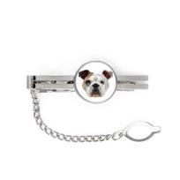 Buldog Angielski, Bulldog -Geometryczna Spinka Ze Zdjęciem I Napisem Do Krawata Art-Dog